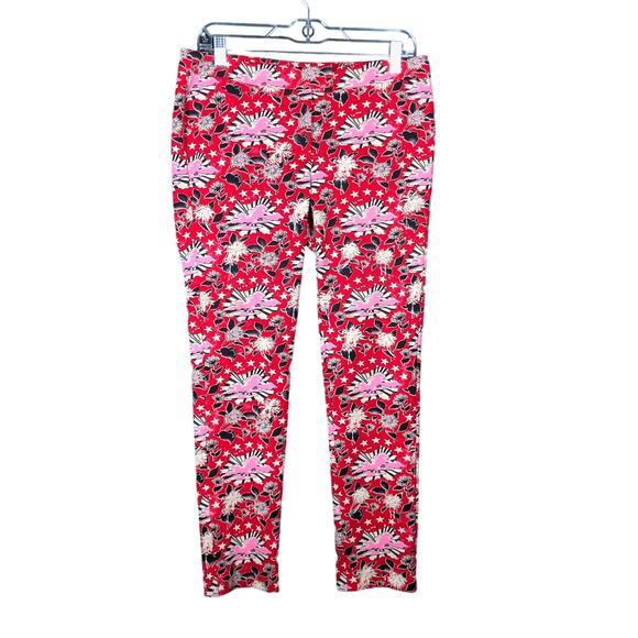 Juicy Couture Womens Pants Red Multi Floral Legging Super Stretch 8 - Picture 1 of 11